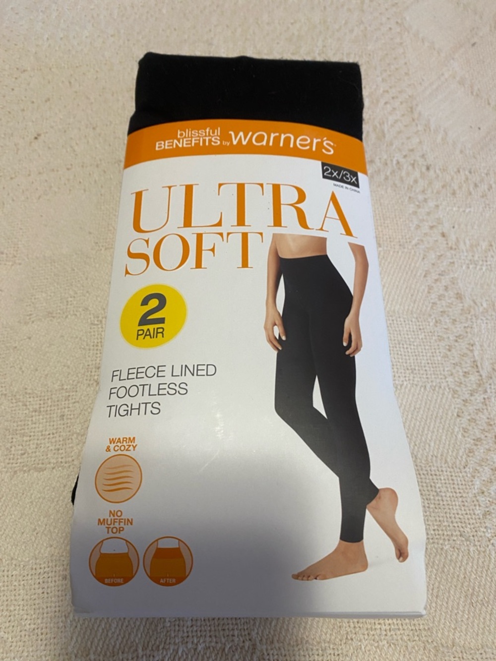 Warner's Black Ultra Soft Fleece-Lined Footless Leggings - 2 Pack